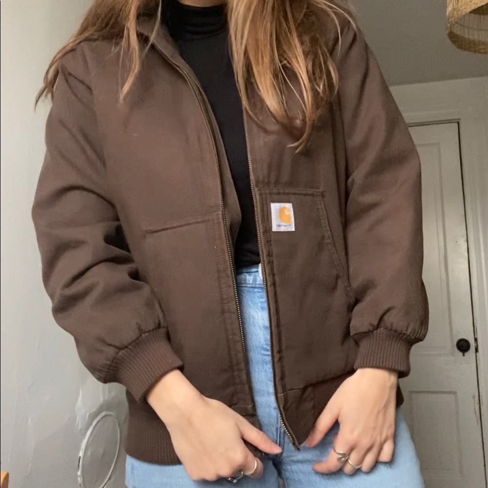 Vintage Brown Carhartt hooded canvas winter jacket (kids L/women’s small/medium)
